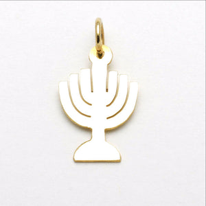 14k Yellow Gold Menorah Pendant Charm - JewelryJudaica