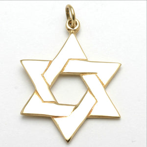 14k Yellow Gold Jewish Star of David Pendant Woven Large - JewelryJudaica