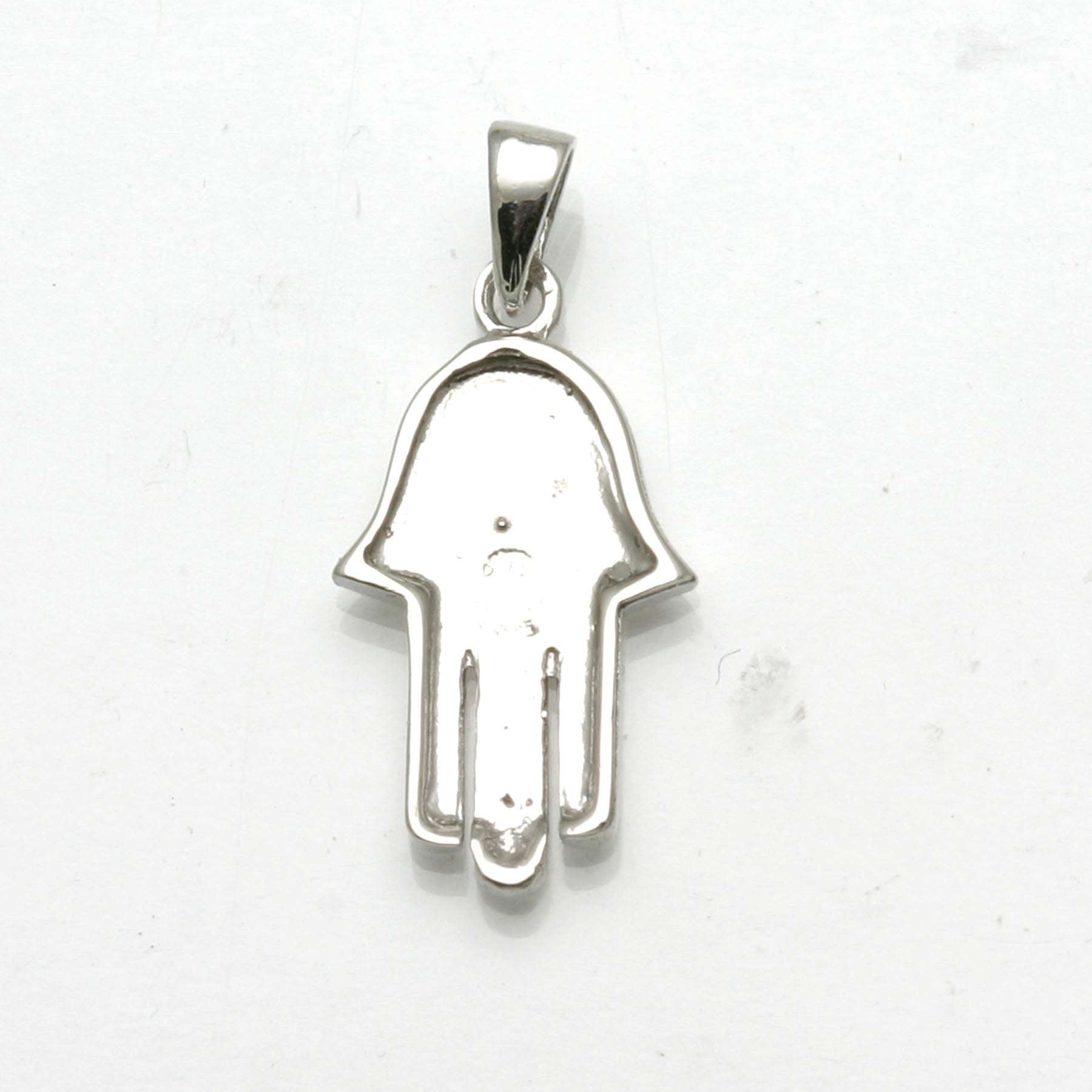 14k White Gold Hamsa Pendant Matte - JewelryJudaica