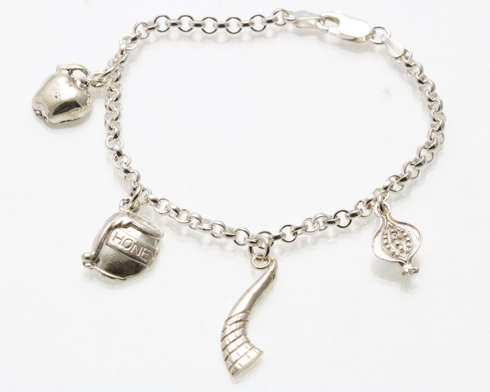 Sterling Silver Rosh Hashana Charm Bracelet