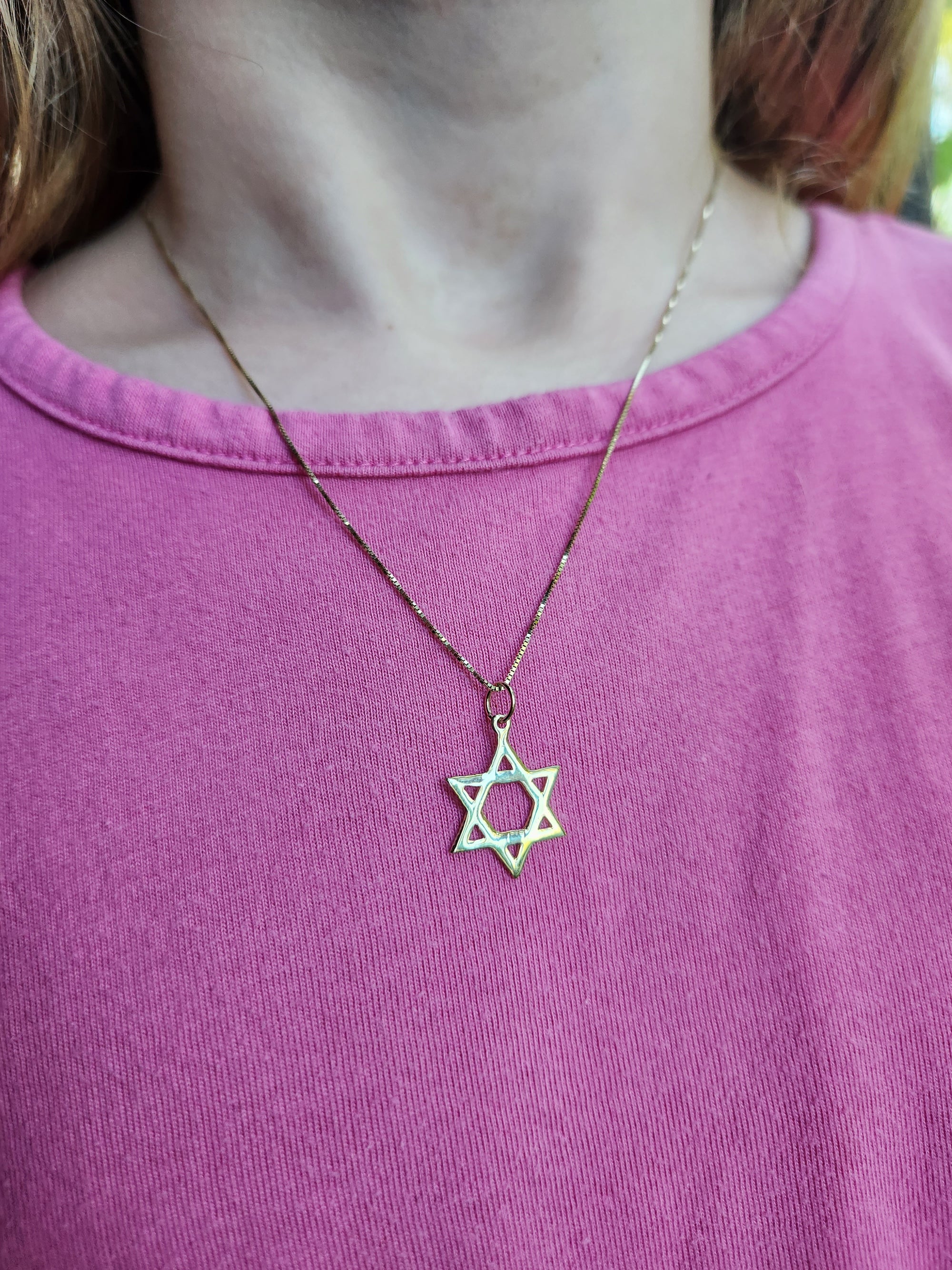 14k Yellow gold Classic Star of David Necklace