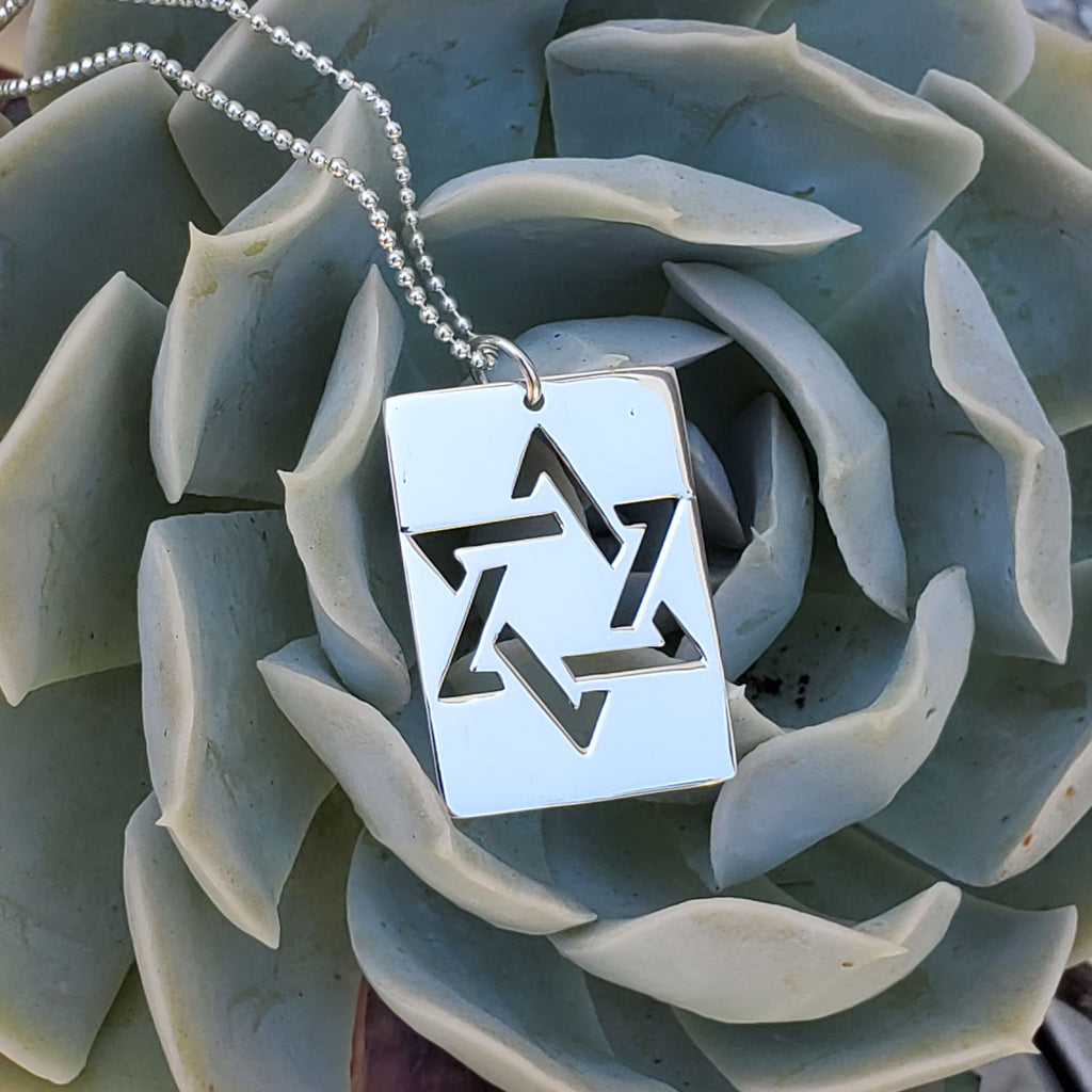 Star of David Dog Tag Necklace Sterling Silver
