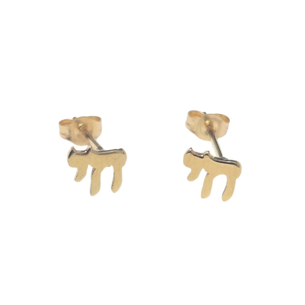 14k gold chai stud earrings