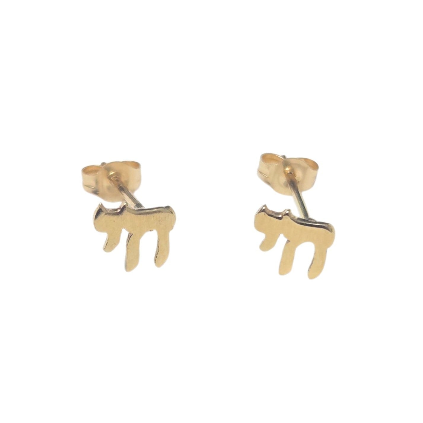 14k gold chai stud earrings