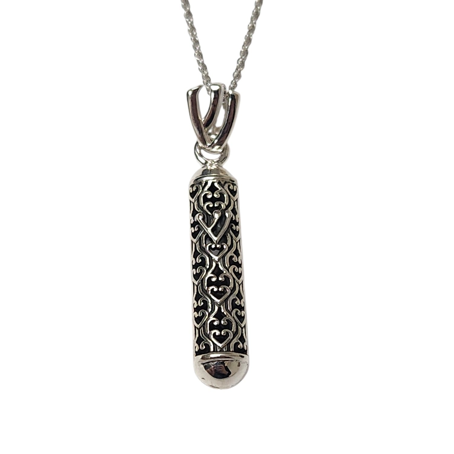 Sterling Silver Mezuzah Shin Filigree Necklace
