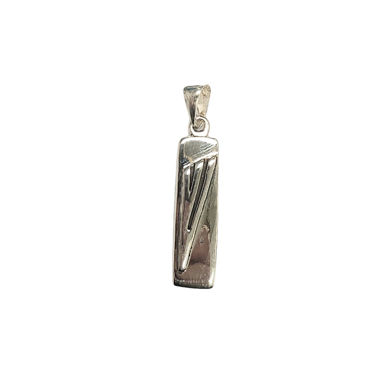 Sterling Silver Modern Mezuzah Pendant Shin Rectangle High Polish