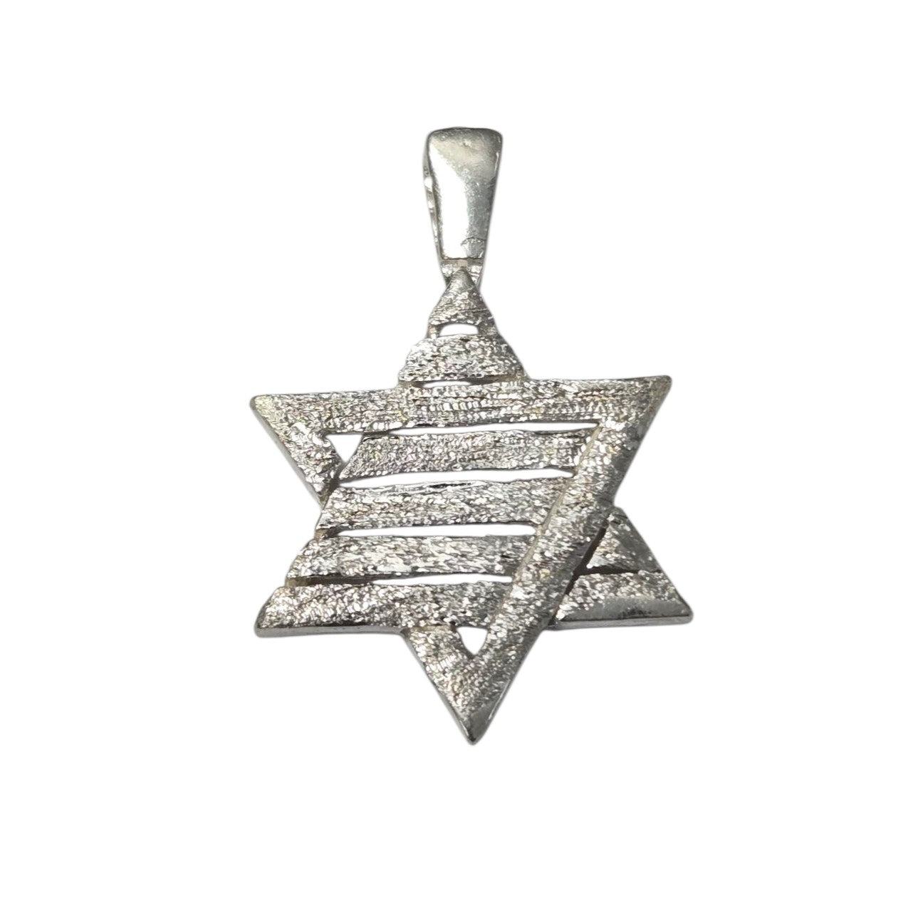 Sterling Silver Star of David Stripe Modern Pendant