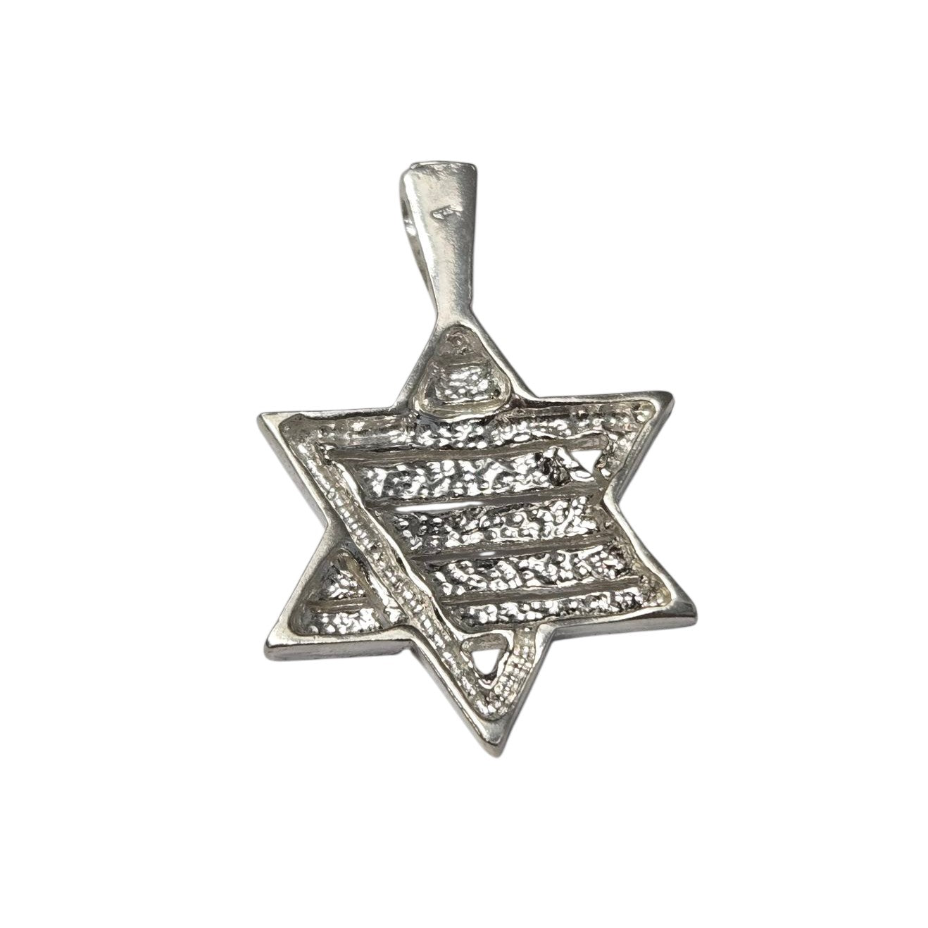 Sterling Silver Star of David Stripe Modern Pendant