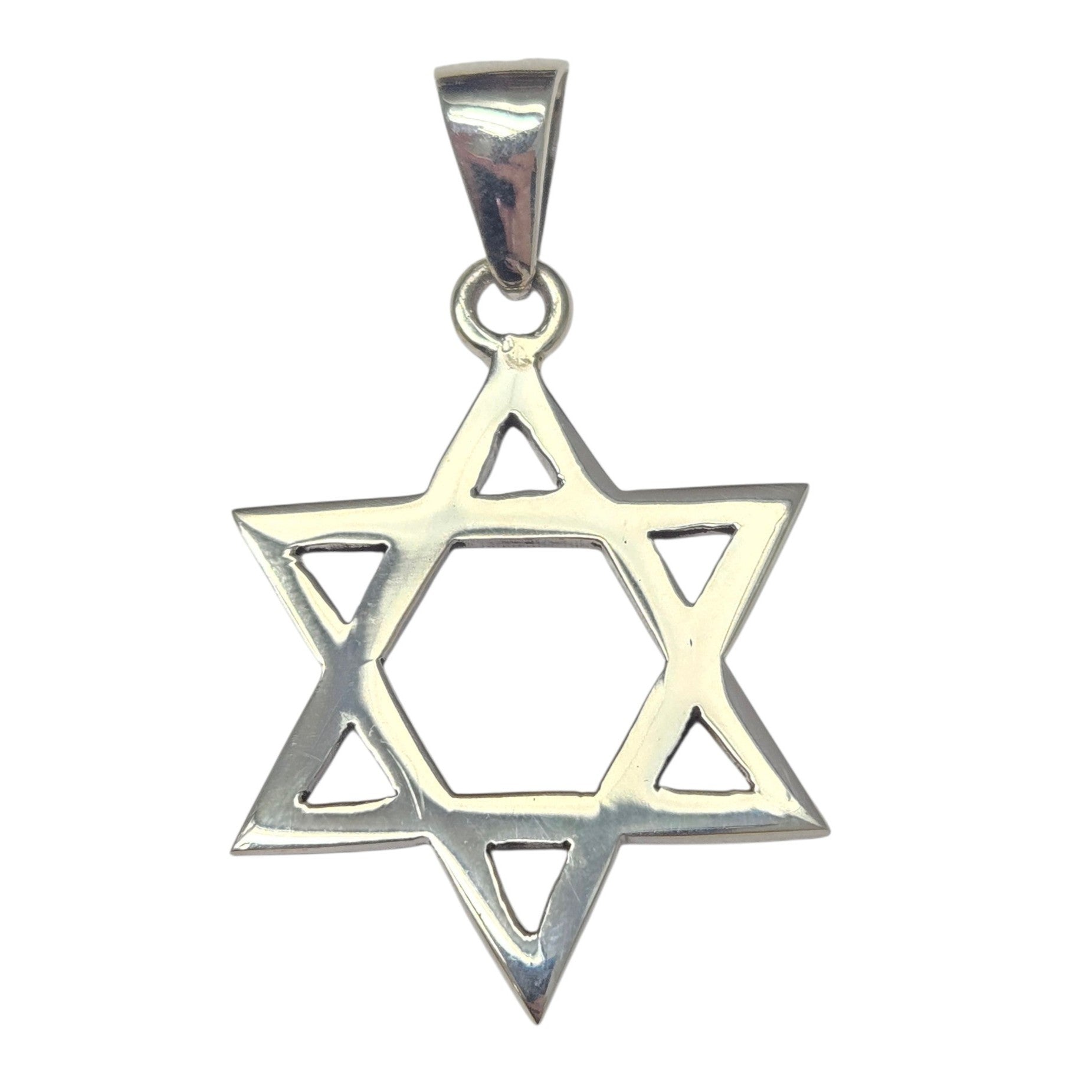 Sterling Silver Large Classic Star of David Pendant Men's