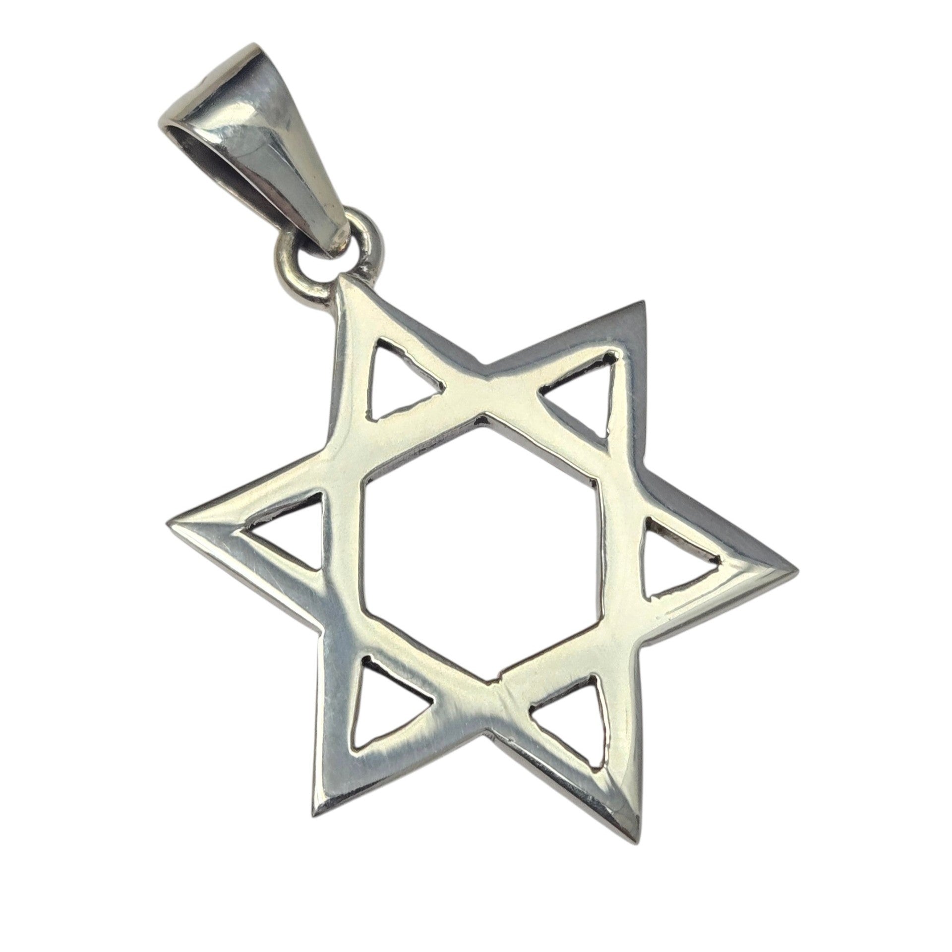 Sterling Silver Large Classic Star of David Pendant Men's