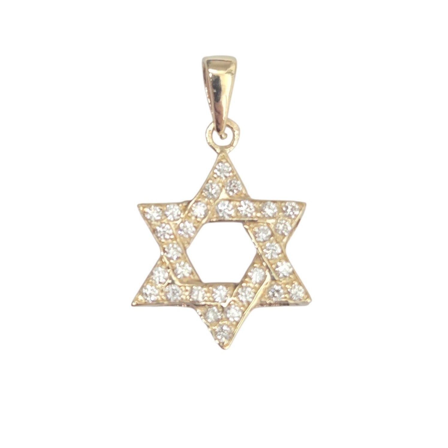 14k Yellow Gold Diamond Jewish Star of David Pendant 0.32 carats