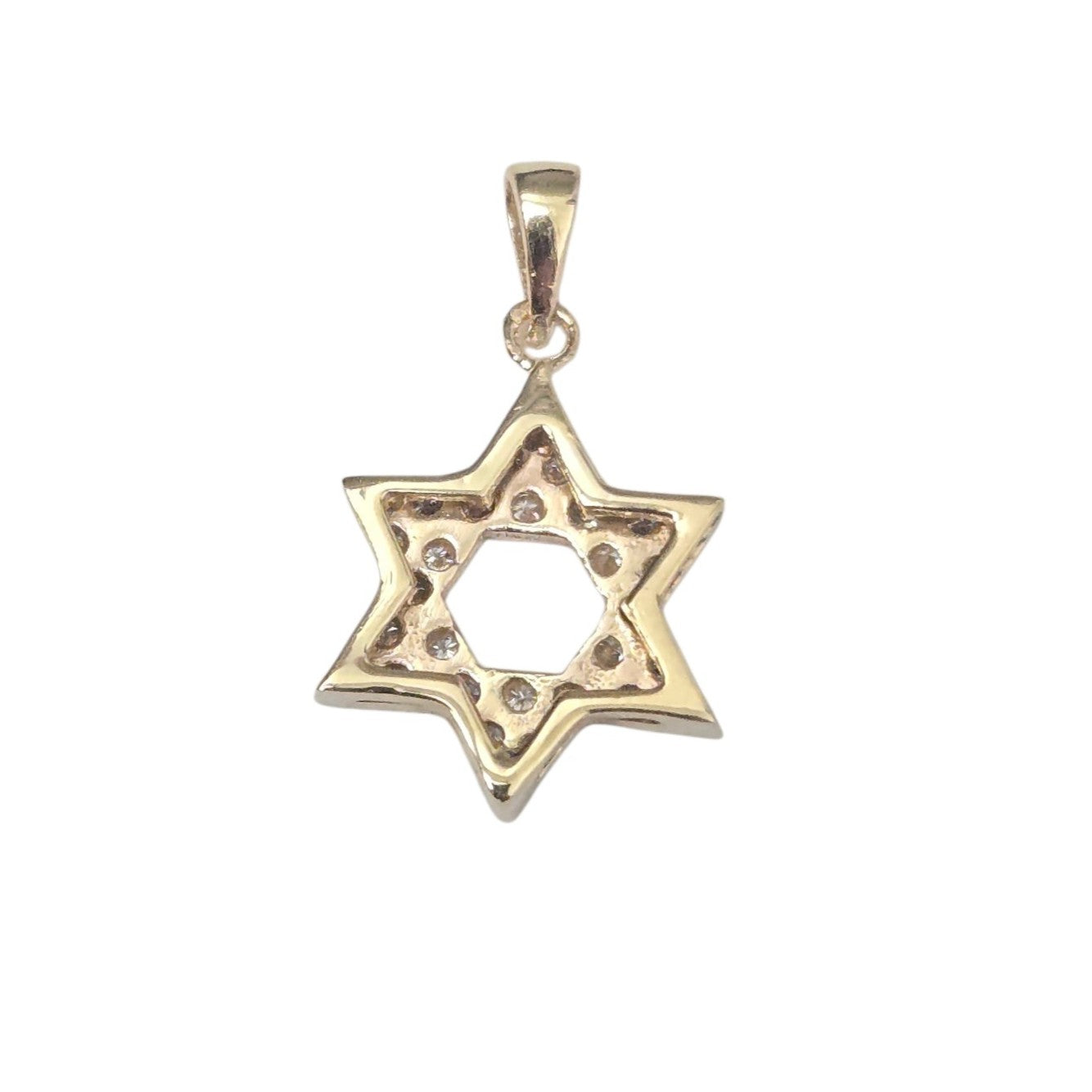 14k Yellow Gold Diamond Jewish Star of David Pendant 0.32 carats