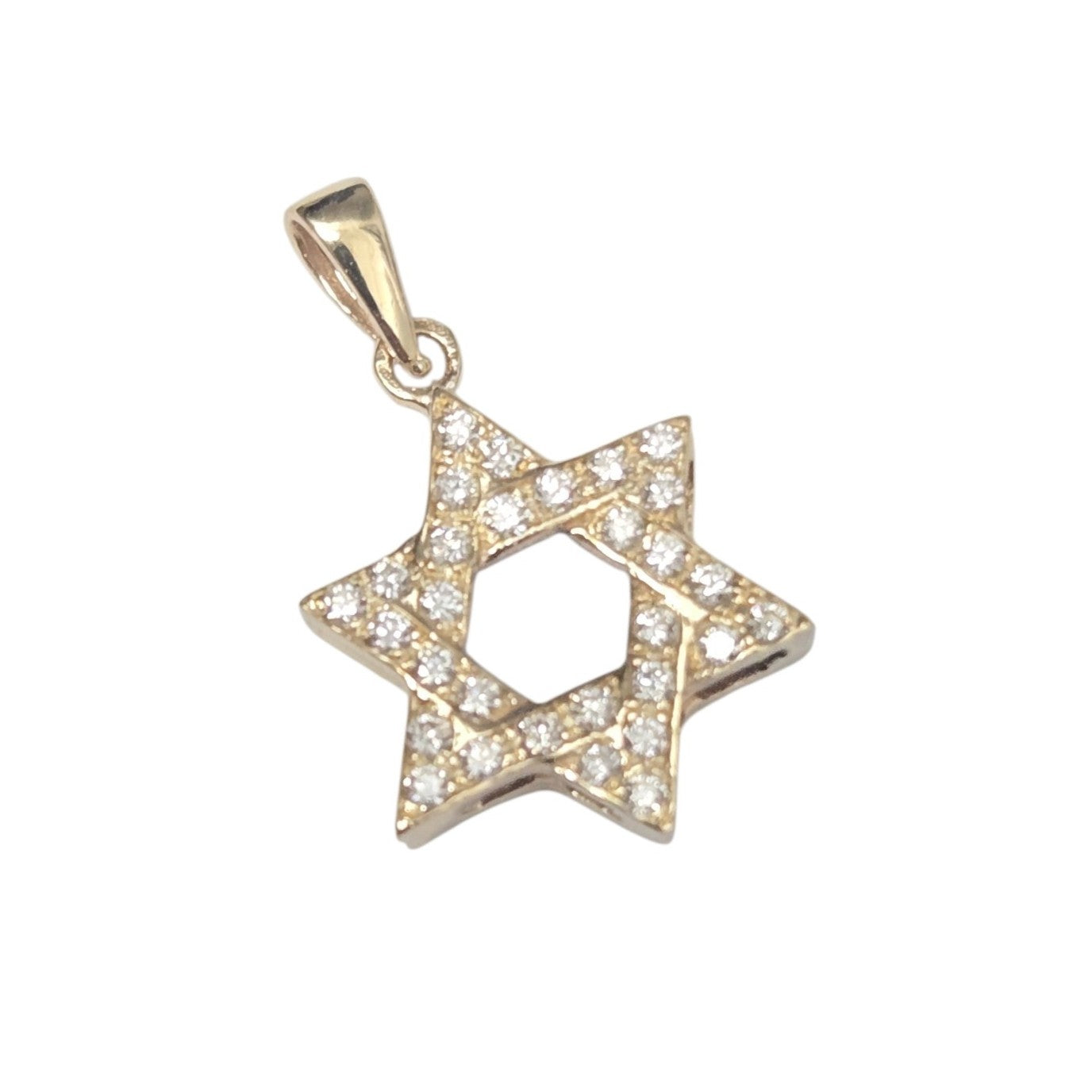 14k Yellow Gold Diamond Jewish Star of David Pendant 0.32 carats