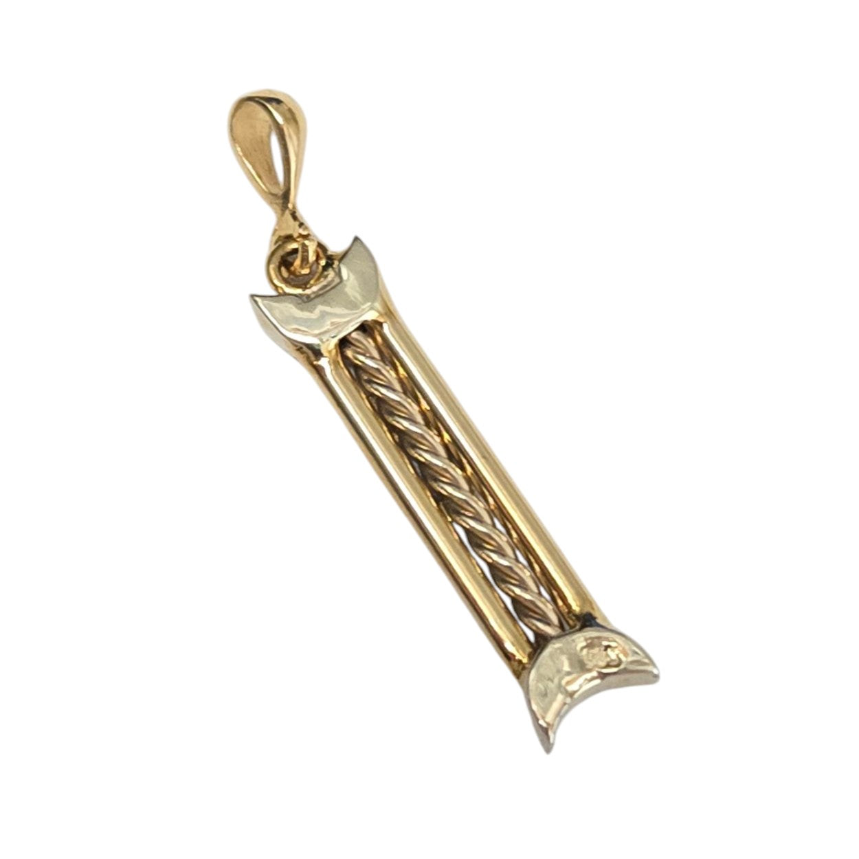14k Yellow & White Gold Mezuzah Pendant Shin