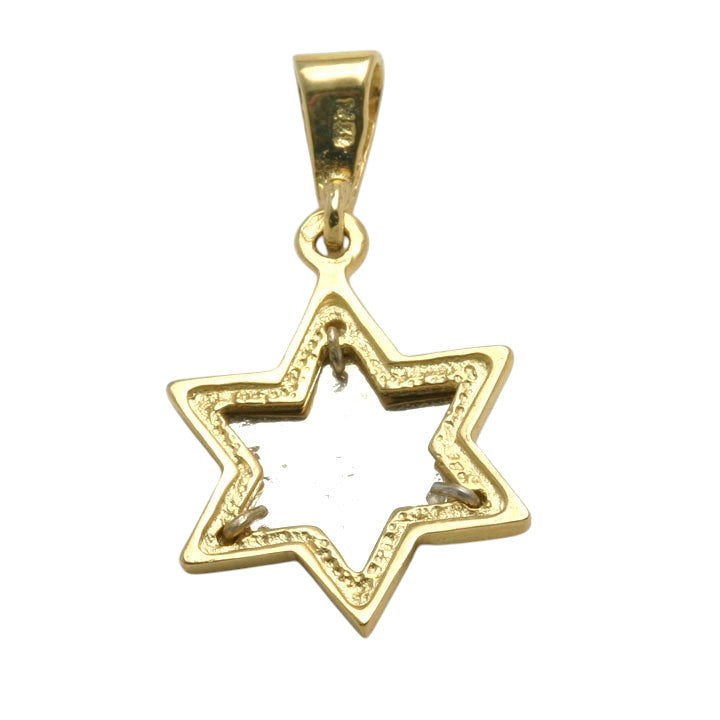 14k yellow and white gold Jewish Star of David Pendant Matte Modern
