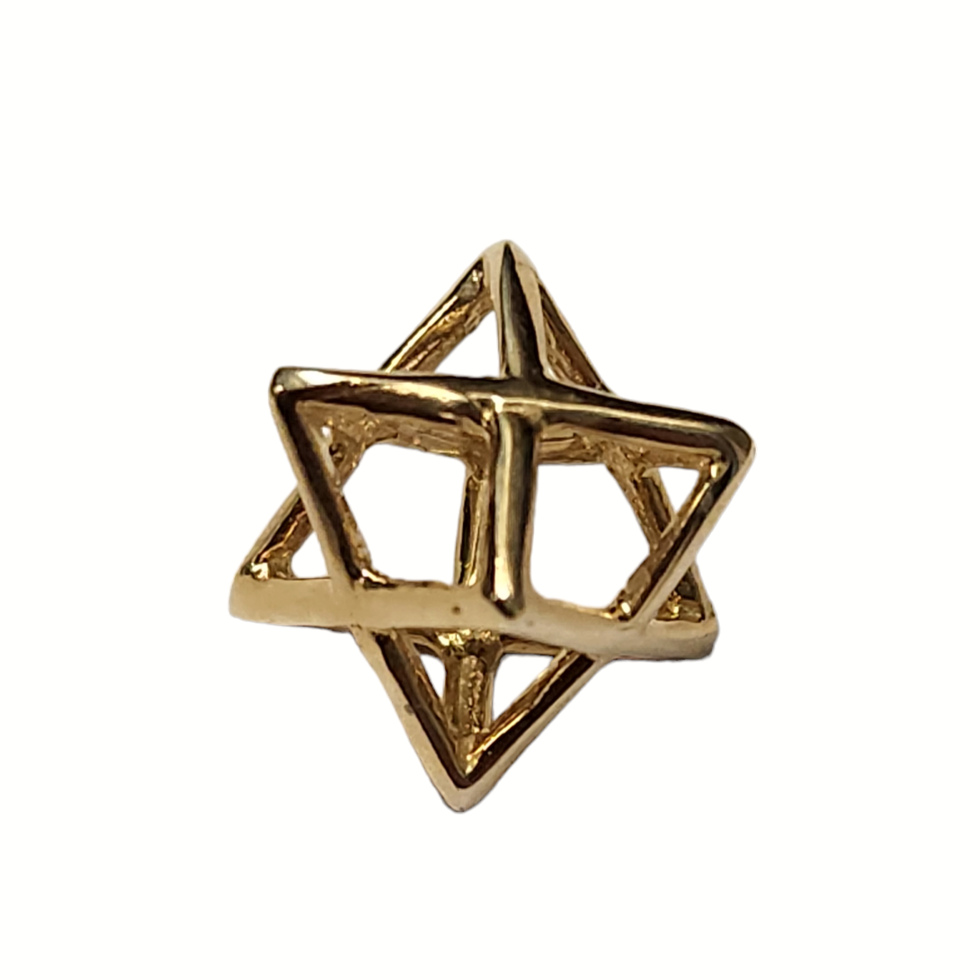 14k yellow gold  Jewish Star of David Merkava Pendant Large