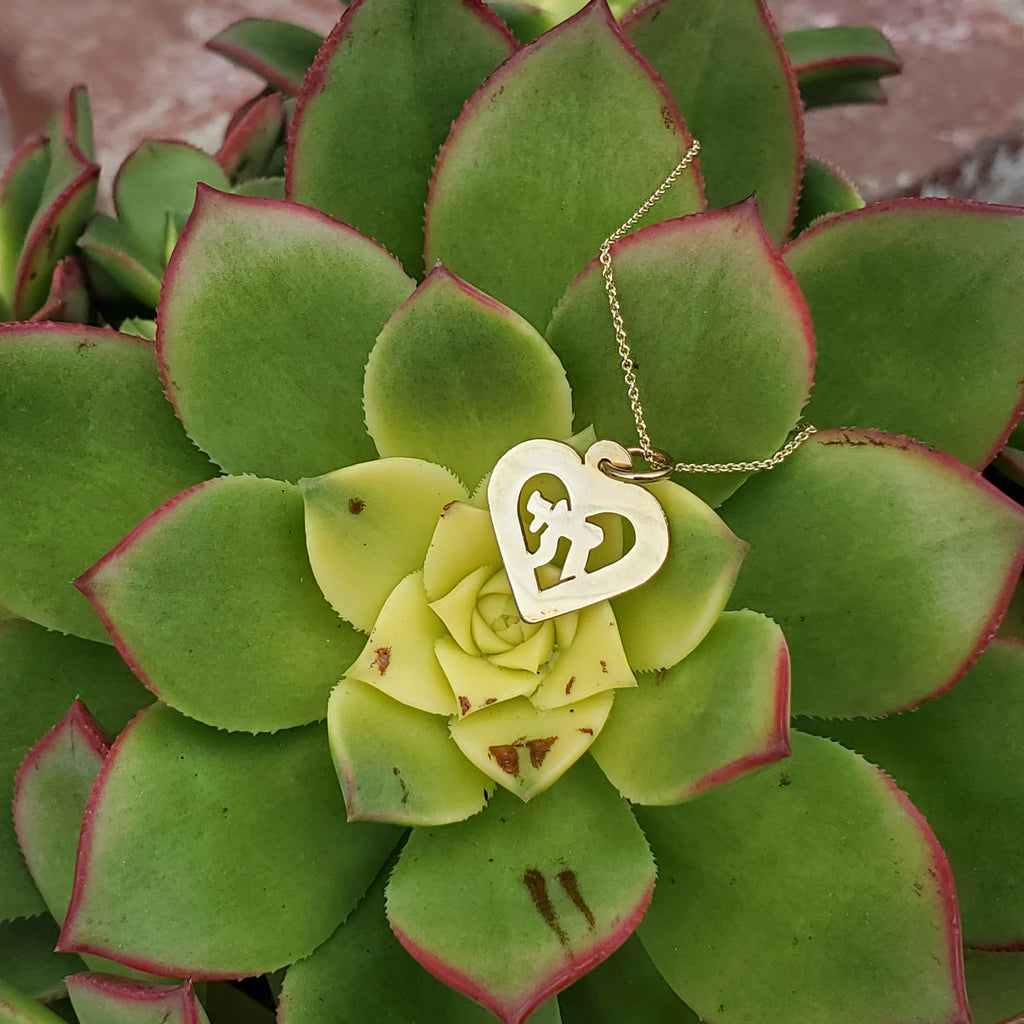 Chai Heart Necklace 14k yellow gold Judaica