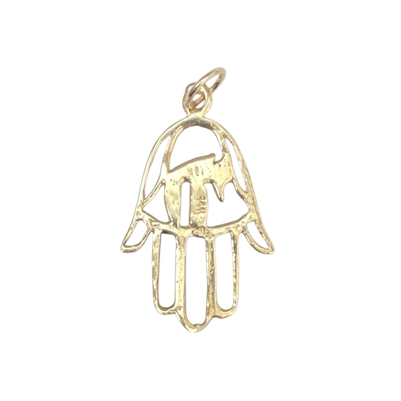 14k Yellow Gold Hamsa Chai Pendant