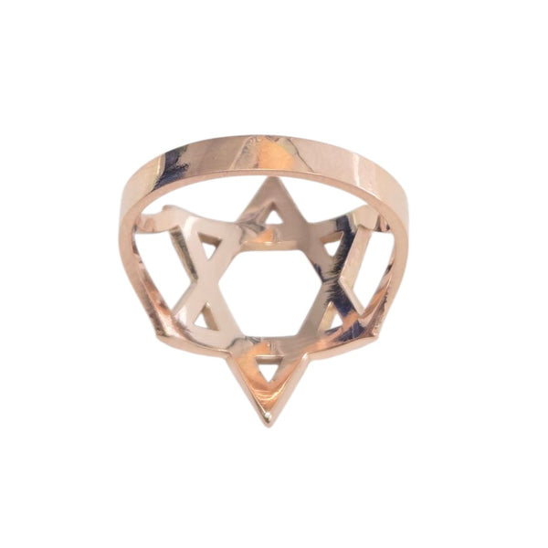 14k Rose Gold Diamond Jewish Star of David Ring - JewelryJudaica