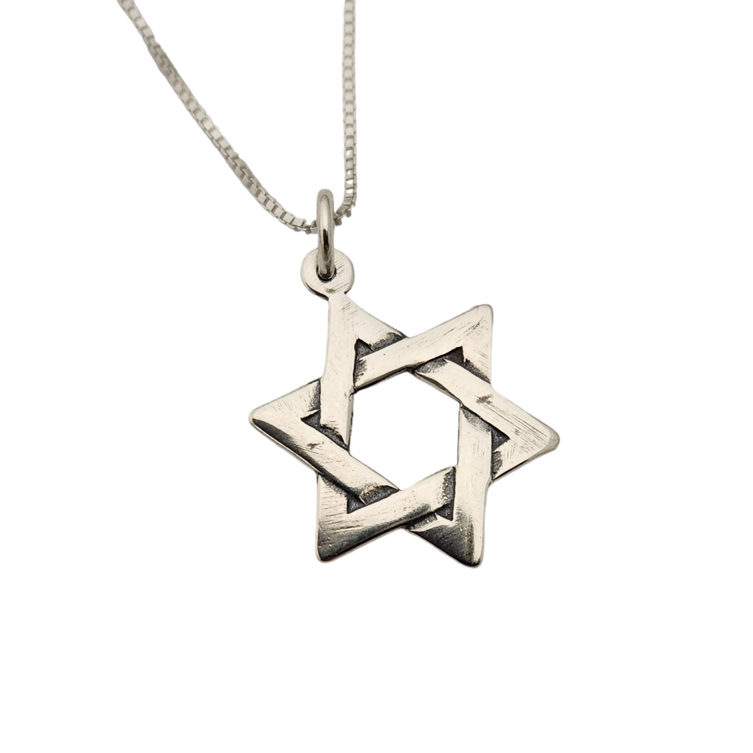 Sterling Silver Woven Star of David Oxidized Necklace
