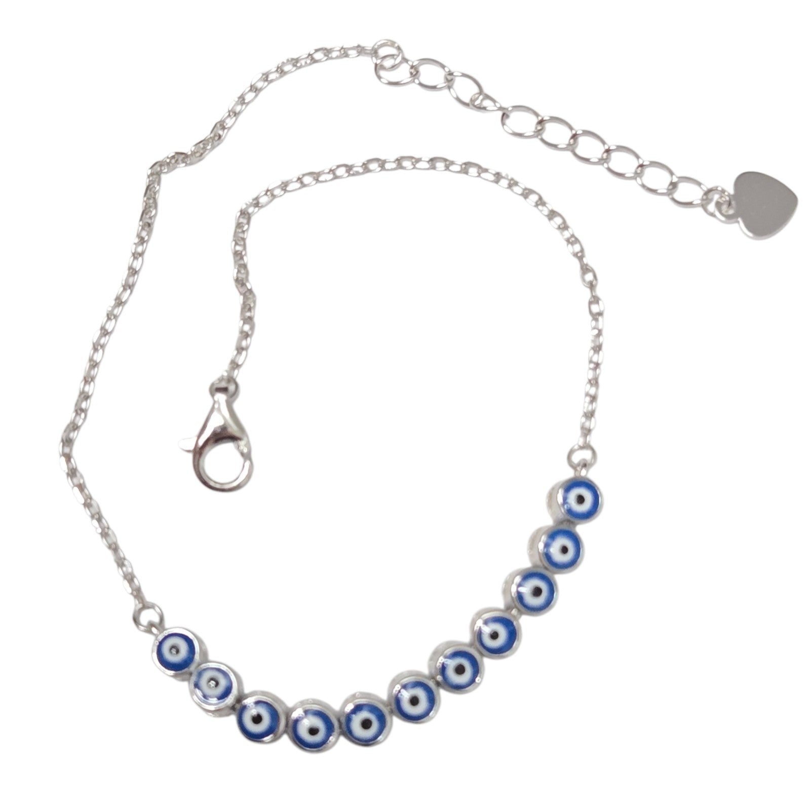 Sterling Silver Blue Evil Eye Bracelet