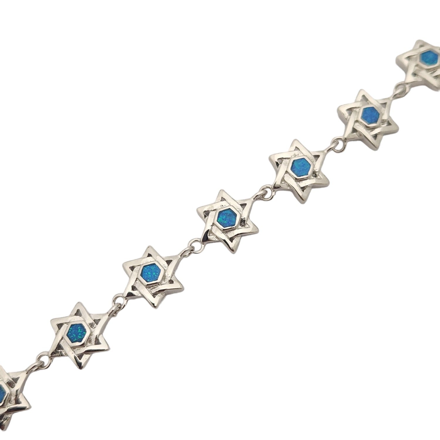 Sterling Silver Opalite Jewish Star of David Bracelet