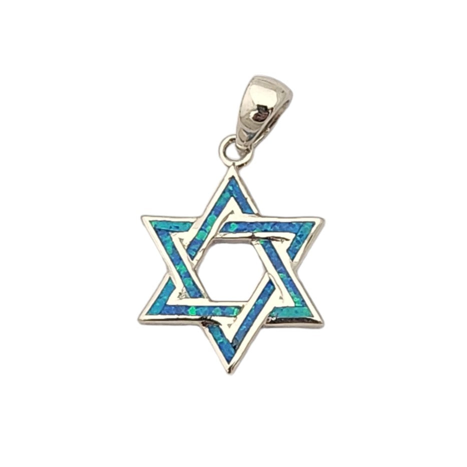 Sterling Silver Opalite Woven Star of David Pendant