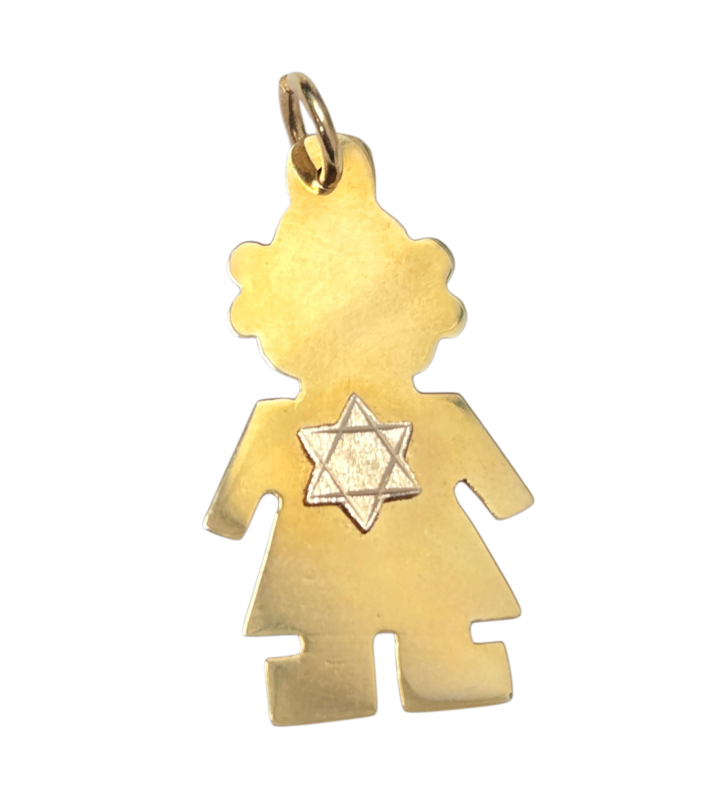 14k yellow & white gold Jewish Girl Star of David Pendant