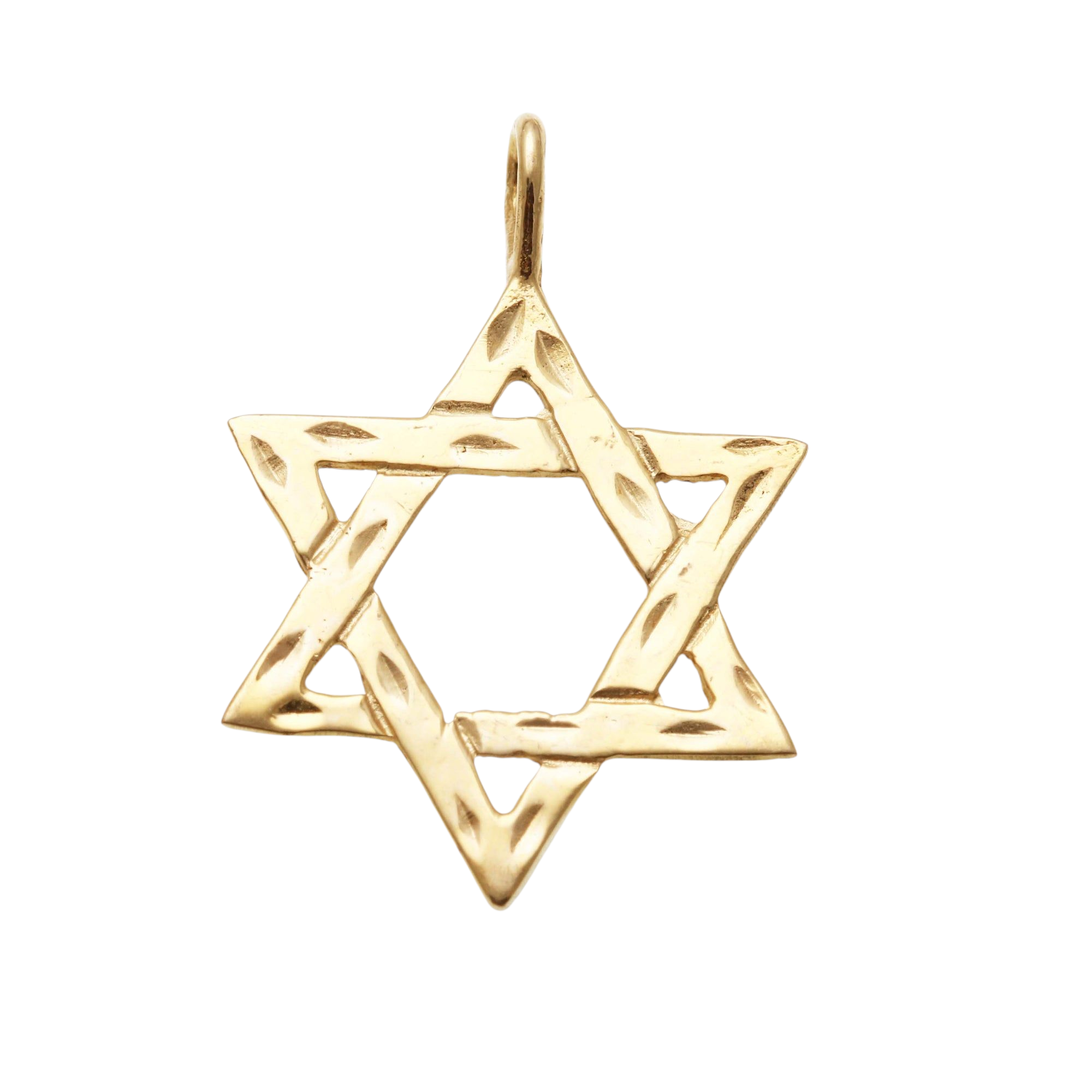 14k Yellow gold Star of David Pendant Diamond Cut