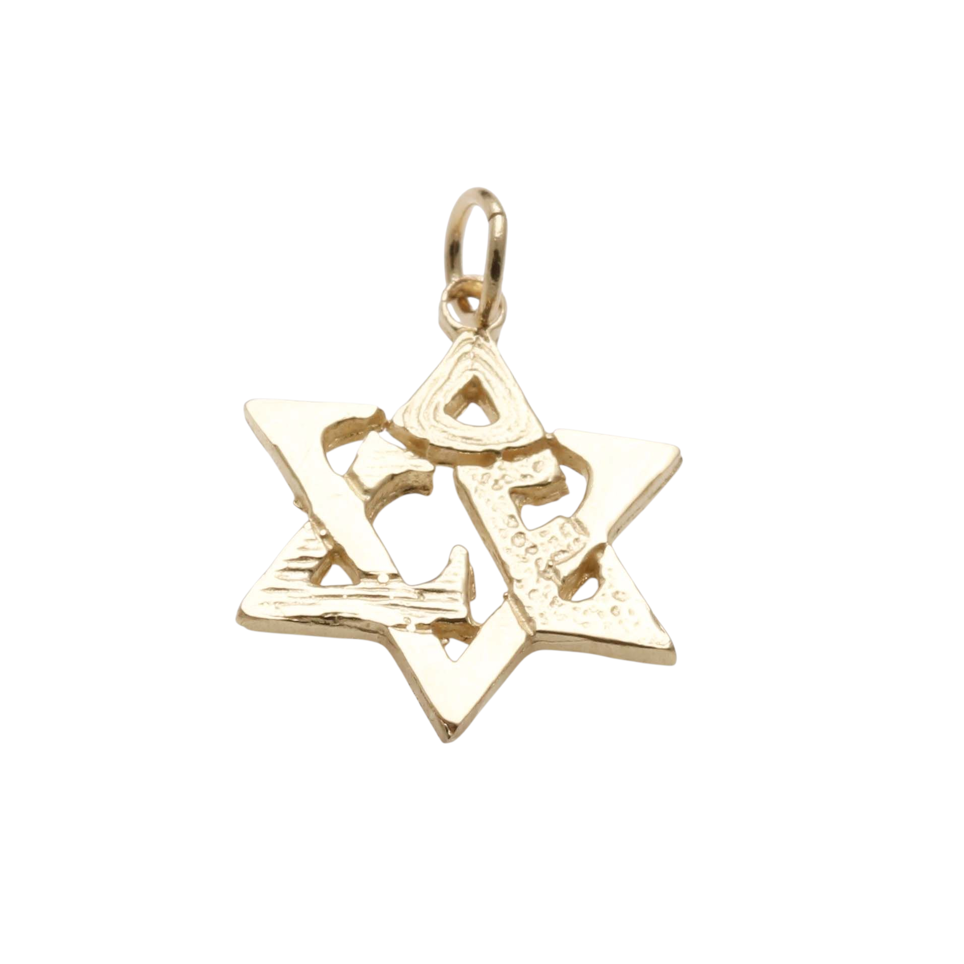 14k Yellow Gold Star of David Love Pendant Small