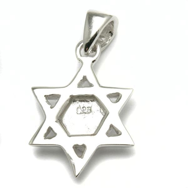 Sterling Silver Jewish Star of David Hamsa Opalite Pendant - JewelryJudaica