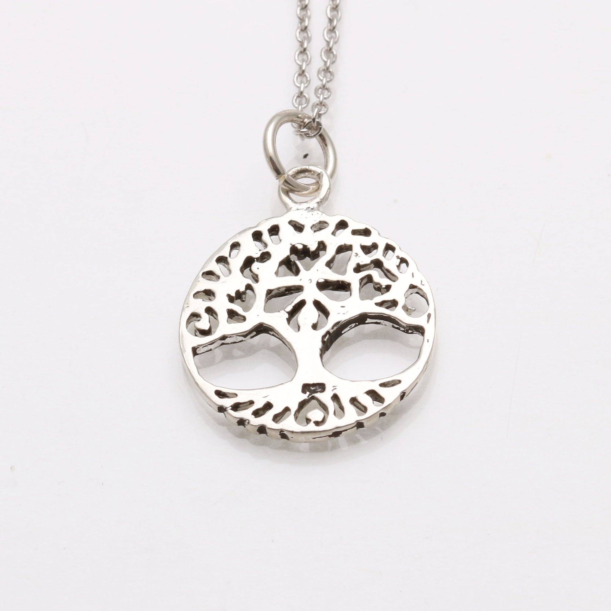 Sterling Silver Small Round Tree Of life Necklace
