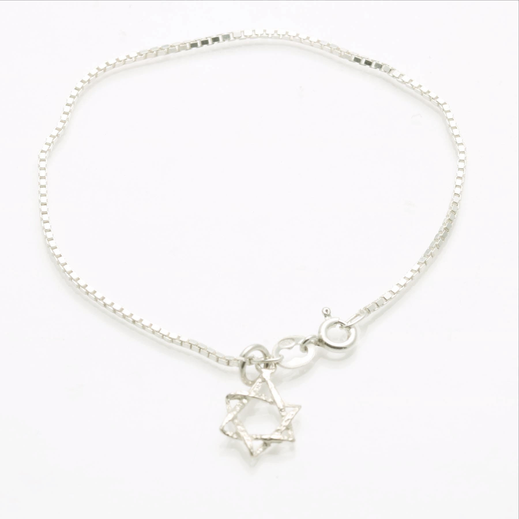 Sterling Silver Woven Star of David Chain Bracelet - JewelryJudaica