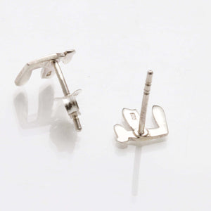 Sterling Silver Small Modern Chai Stud Earrings - JewelryJudaica
