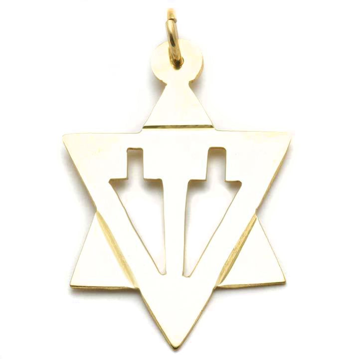 14k yellow gold Star of David Dreidel Pendant Israel - JewelryJudaica