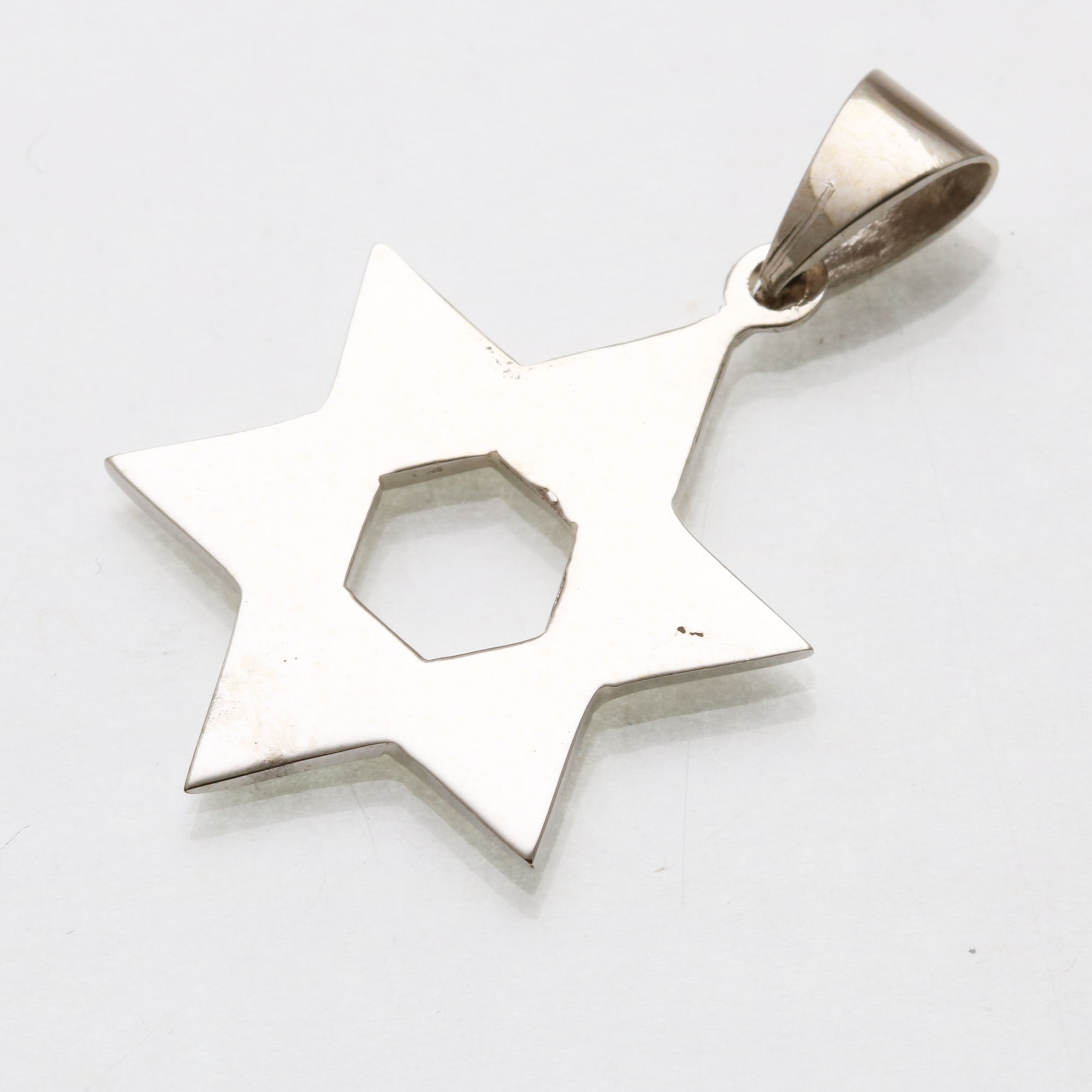 14k White Gold Jewish Star of David Pendant Woven Large