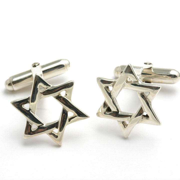 Sterling Silver Jewish Star of David Cufflinks - JewelryJudaica