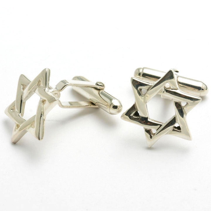 Sterling Silver Jewish Star of David Cufflinks - JewelryJudaica