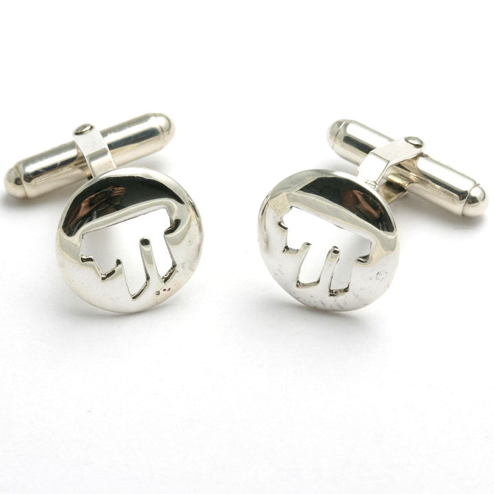 Sterling Silver Encircled Chai Cufflinks Mens Judaica - JewelryJudaica