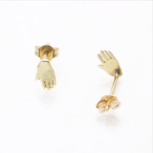 14k Yellow gold Tiny Hamsa Hand Earrings Petite - JewelryJudaica