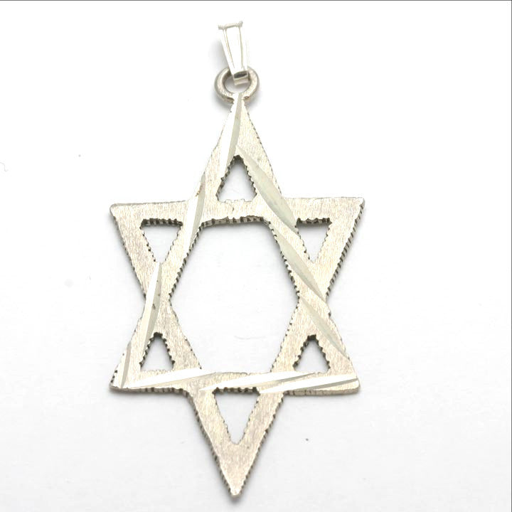 Sterling Silver Jewish Star of David Pendant Large Long - JewelryJudaica