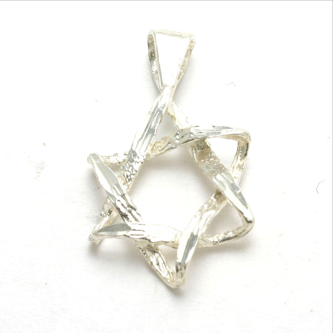 Sterling Silver Woven Jewish Star of David Pendant - JewelryJudaica
