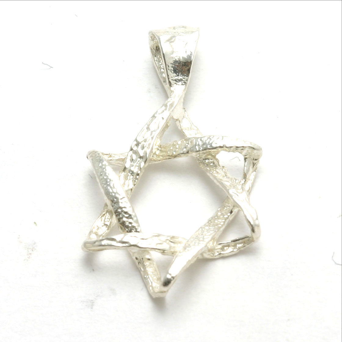 Sterling Silver Woven Jewish Star of David Pendant - JewelryJudaica