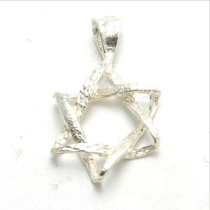 Sterling Silver Woven Jewish Star of David Pendant - JewelryJudaica