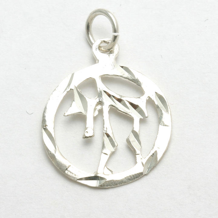 Sterling Silver Chai Encircled Pendant Diamond Cut Pendant - JewelryJudaica