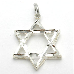 Sterling Silver Star of David Pendant Diamond Cut - JewelryJudaica