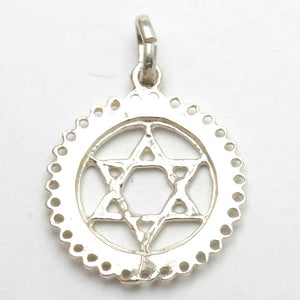 925 Sterling Silver Star of David Filigree Circle Pendant - JewelryJudaica