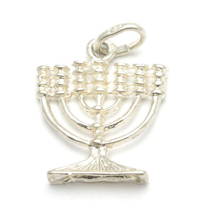 Sterling Silver Menorah Pendant Diamond Cut - JewelryJudaica