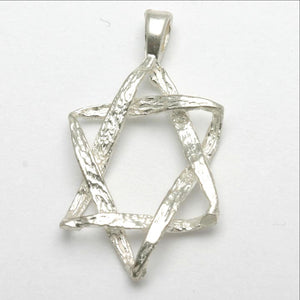 Sterling Silver Woven Star of David Pendant Large - JewelryJudaica