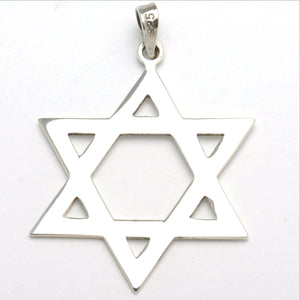 Sterling Silver Star of David Pendant Large - JewelryJudaica